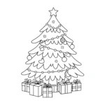 coloriage Sapin de Noël avec des cadeaux pour enfant de 10 ans