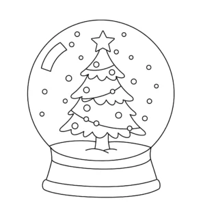 coloriage Sapin de Noël dans une boule à neige a imprimer