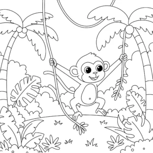 coloriage Singe dans la jungle a colorier en ligne gratuitement