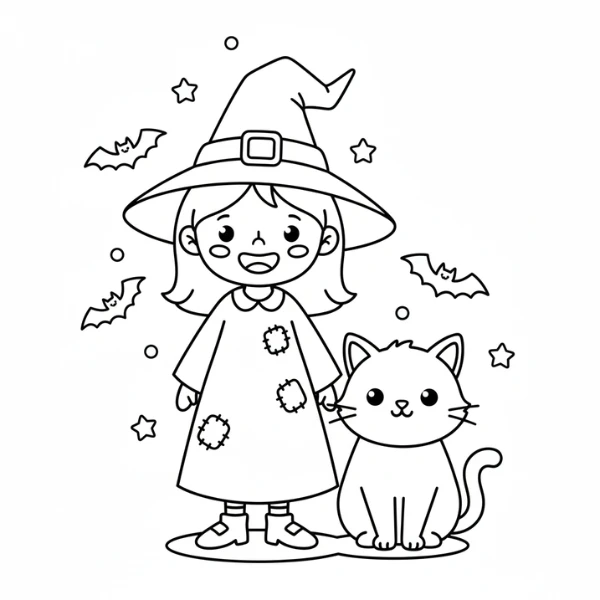 Tranh tô màu Sorcière Halloween
