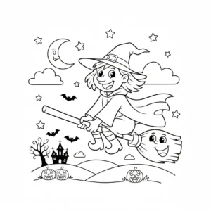 coloriage Sorcière Halloween pour enfant