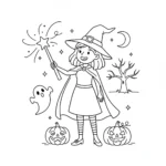 coloriage Sorcière Halloween a colorier en ligne