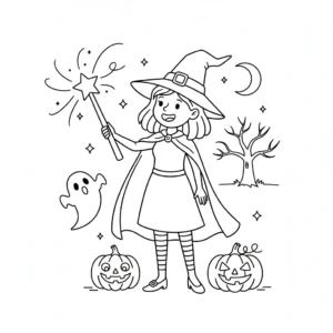coloriage Sorcière Halloween a colorier en ligne