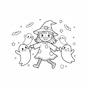 coloriage Sorcière Halloween a imprimer gratuitement