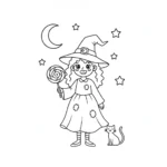 télécharger coloriage Sorcière Halloween gratuit