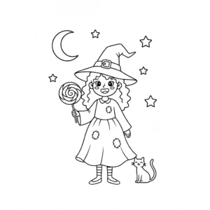 télécharger coloriage Sorcière Halloween gratuit
