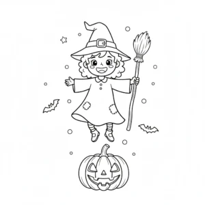 coloriage Sorcière Halloween à imprimer pour enfant de 8 ans