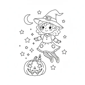 coloriage Sorcière Halloween pour enfant