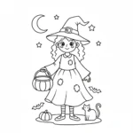 coloriage Sorcière Halloween pour enfant de à imprimer