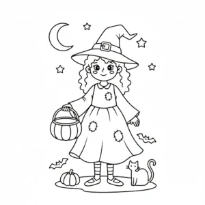 coloriage Sorcière Halloween pour enfant de à imprimer