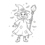 image pour coloriage Sorcière Halloween enfant