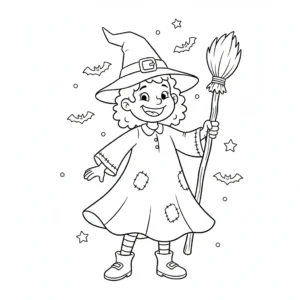 image pour coloriage Sorcière Halloween enfant