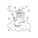 coloriage Sorcière Halloween pour enfant de 10 ans