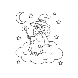 coloriage Sorcière Halloween pour enfant de 10 ans