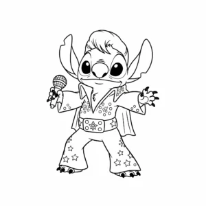 coloriage Stitch déguisé en Elvis pour enfant de 10 ans
