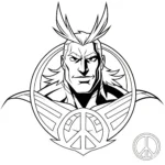 coloriage Symbole de la paix d’All Might a imprimer