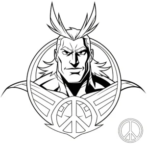 coloriage Symbole de la paix d’All Might a imprimer