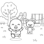 image de coloriage T’choupi et Doudou au parc pour enfant