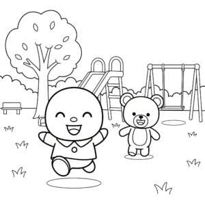 image de coloriage T’choupi et Doudou au parc pour enfant
