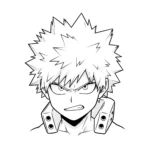 coloriage Tête de Katsuki Bakugo avec une expression déterminée à imprimer pour enfant de 4 ans