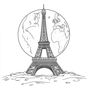 coloriage Tour Eiffel et decoupage