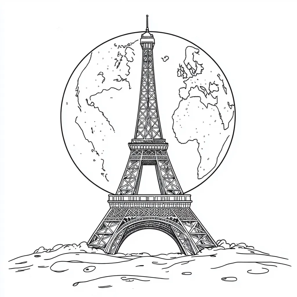 Tranh tô màu Tour Eiffel