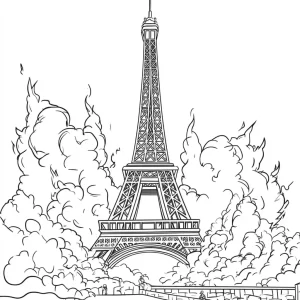 coloriage Tour Eiffel gratuit pour enfants