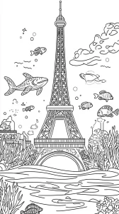 coloriage Tour Eiffel à imprimer gratuitement pdf