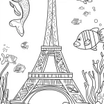 coloriage Tour Eiffel à imprimer pour enfant de 6 ans