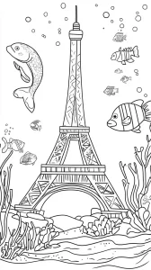 coloriage Tour Eiffel à imprimer pour enfant de 6 ans