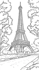 coloriage Tour Eiffel à imprimer pour enfant de 12 ans