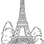 coloriage Tour Eiffel à imprimer pour enfant de 6 ans