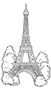 coloriage Tour Eiffel à imprimer pour enfant de 6 ans