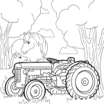 coloriage Tracteur et découpage à imprimer