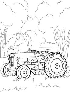 coloriage Tracteur et découpage à imprimer