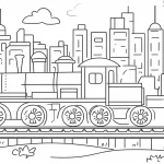 coloriage Train à imprimer pour enfant de 8 ans