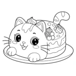 coloriage Un Chat Tastique Gâteau pour enfant de 8 ans