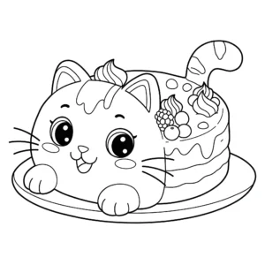 coloriage Un Chat Tastique Gâteau pour enfant de 8 ans