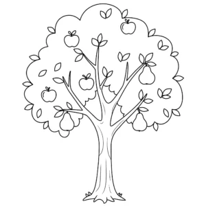 coloriage Un arbre avec des fruits pour enfant de 3 ans