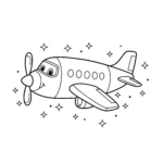 coloriage Un avion avec des étoiles et apprentissage