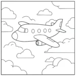 coloriage Un avion qui vole dans les nuages d
