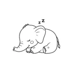 coloriage Un bébé éléphant dort en ligne