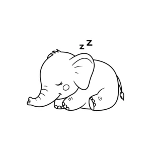 coloriage Un bébé éléphant dort en ligne