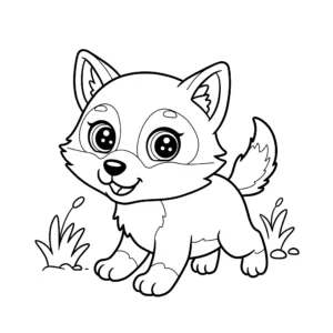coloriage Un bébé loup joueur gratuit a imprimer