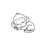 coloriage Un bébé singe dormant gratuit