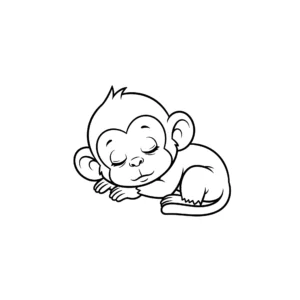 coloriage Un bébé singe dormant gratuit
