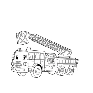 coloriage Un camion de pompier avec une échelle déployée gratuit