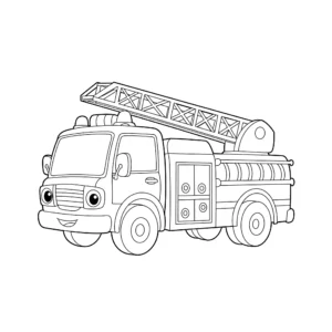 coloriage Un camion de pompier de profil pour enfant de 6 ans