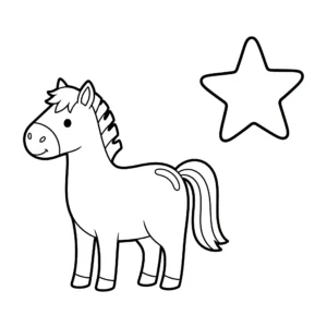 coloriage Un cheval et une étoile et dessin a imprimer