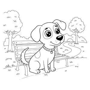 coloriage Un chien assis dans un parc à imprimer gratuitement pdf